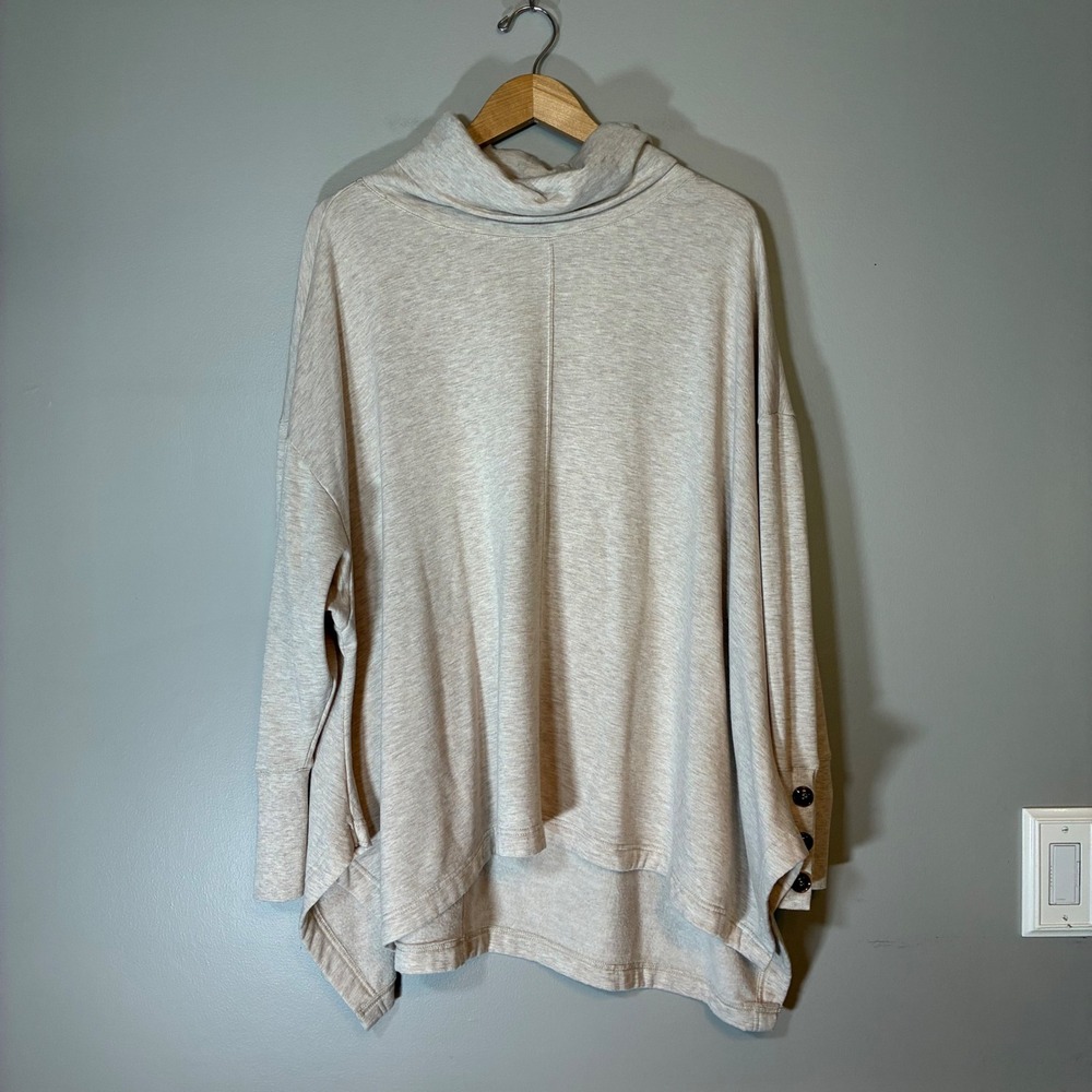The Sweatshirt Project Cowl Neck Pullover Oatmeal Beige Oversized 2X FDJ